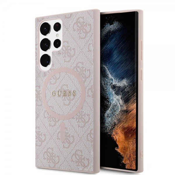Guess Samsung Galaxy S24 Ultra -kuori 4G-kuviointi MagSafe vaaleanpunainen