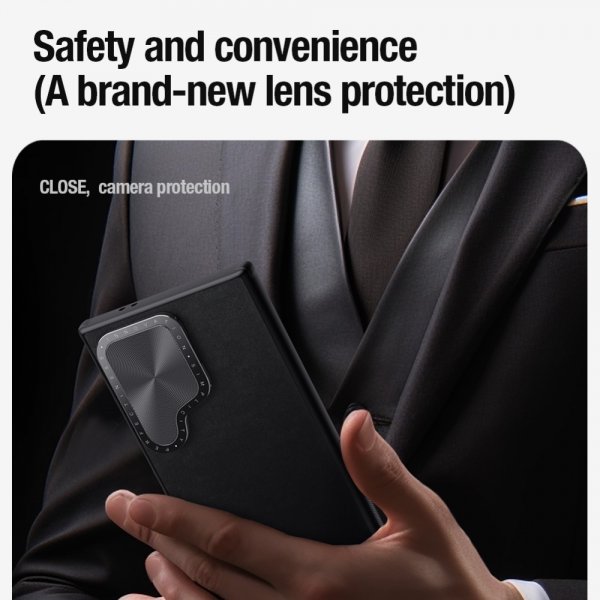 Nillkin Samsung Galaxy S24 Ultra Kotelo CamShield Prop Leather Sininen