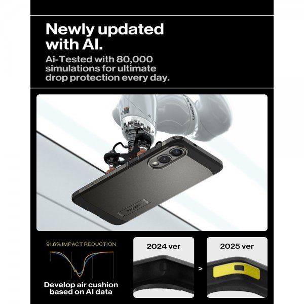 Spigen Samsung Galaxy S25 Edge -suojakuori Tough Armor MagFit Gunmetal