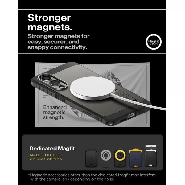 Spigen Samsung Galaxy S25 Edge -suojakuori Tough Armor MagFit Gunmetal