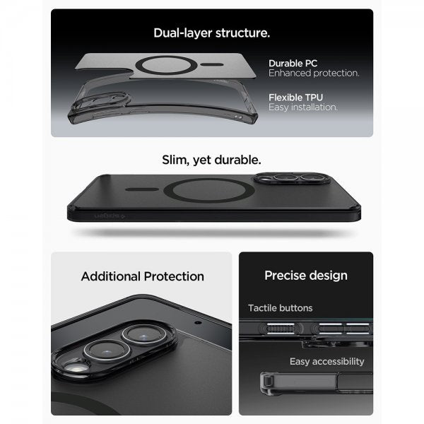 Spigen Samsung Galaxy S25 Edge -kuori Ultra Hybrid MagFit Frost Black