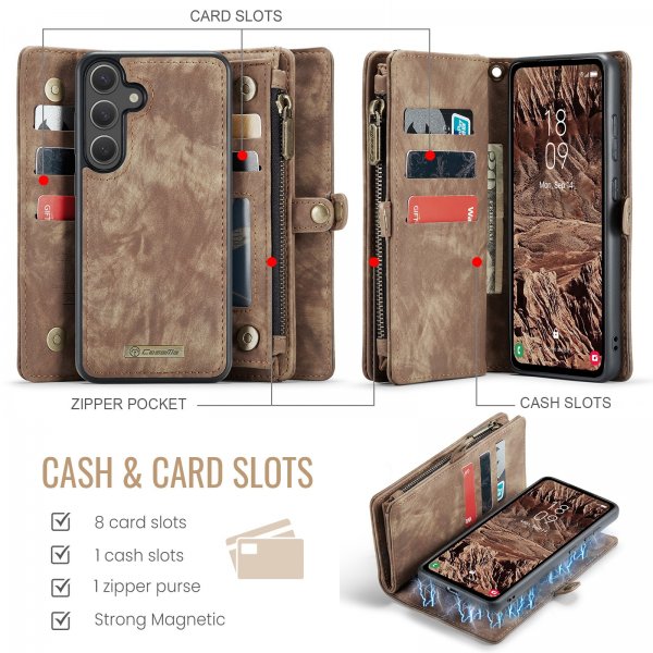 CaseMe Samsung Galaxy S25 FE -kotelo 008 Series Irrotettava kuori Ruskea