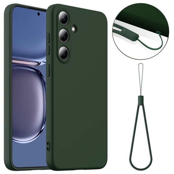 Samsung Galaxy S25 FE -kuori hihnalla, silikoninen MagSafe, tummanvihreä