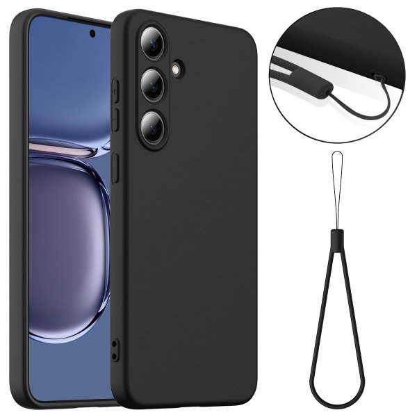 Samsung Galaxy S25 FE -kuori hihnalla, silikoninen MagSafe, musta