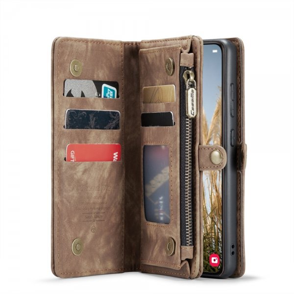 CaseMe Samsung Galaxy S25 -suojakotelo, 008 Series, irrotettava kuori, ruskea