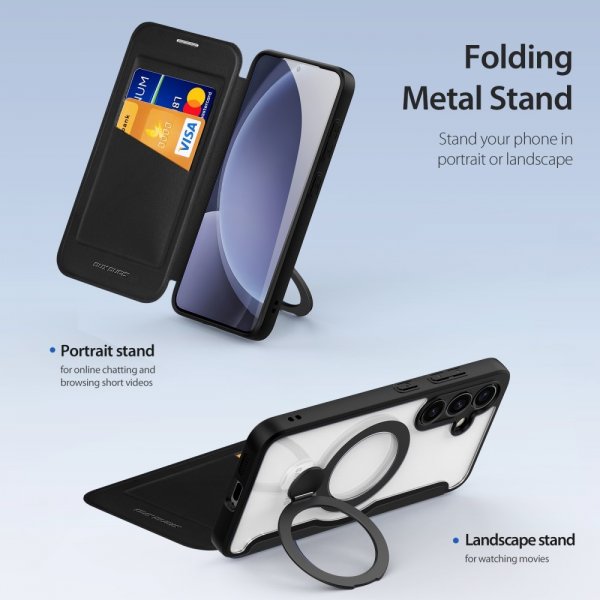 Dux Ducis Samsung Galaxy S25 Kotelo Skin X Pro Series Kickstand MagSafe Musta