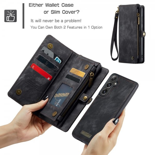 CaseMe Samsung Galaxy S25 Plus Fodral 008 Series Irrotettava Kuori Musta