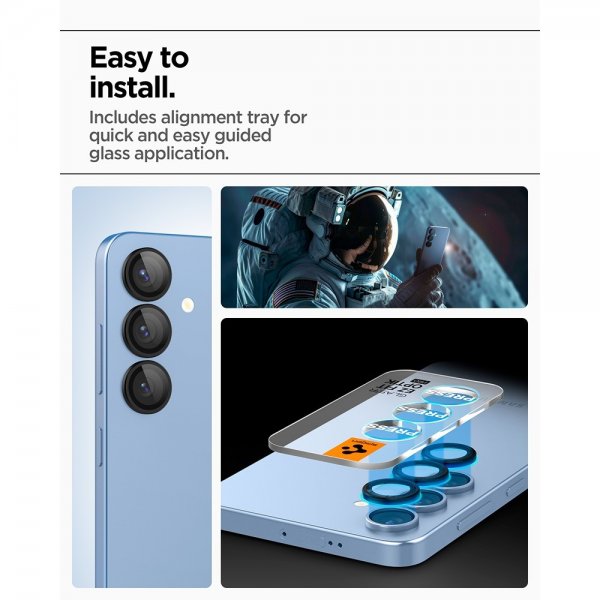 Spigen Samsung Galaxy S25 Plus kameranssuoja GLAS.tR EZ Fit Optik Pro 2-pack Musta
