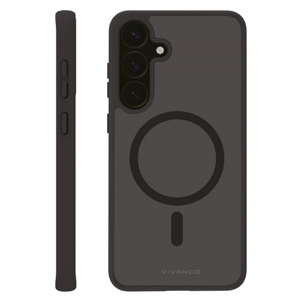 Vivanco Samsung Galaxy S25 Plus Mag Pro -suojakuori, läpinäkyvä/musta