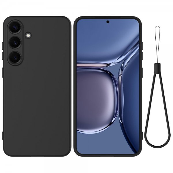 Samsung Galaxy S25 Plus Kuori, jossa ranneke, silikonia, musta
