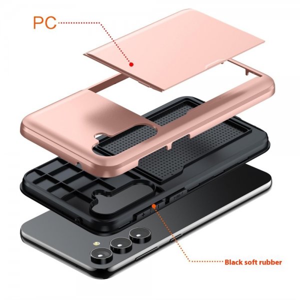 Samsung Galaxy S25 Kuori Card Slide Sininen