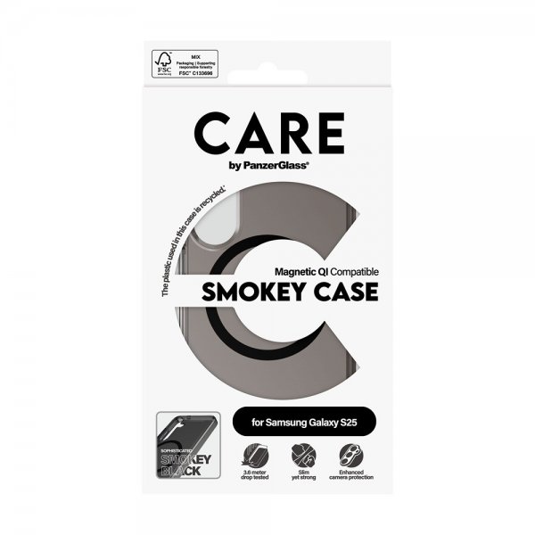 CARE by PanzerGlass Samsung Galaxy S25 -kuori Smokey MagSafe musta
