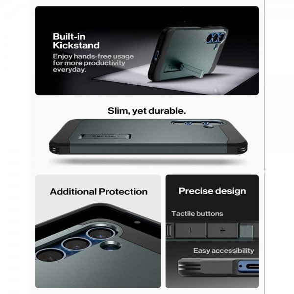 Spigen Samsung Galaxy S25 -suojakuori Tough Armor MagFit Abyss Green