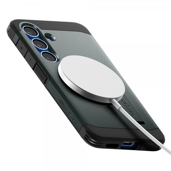 Spigen Samsung Galaxy S25 -suojakuori Tough Armor MagFit Abyss Green