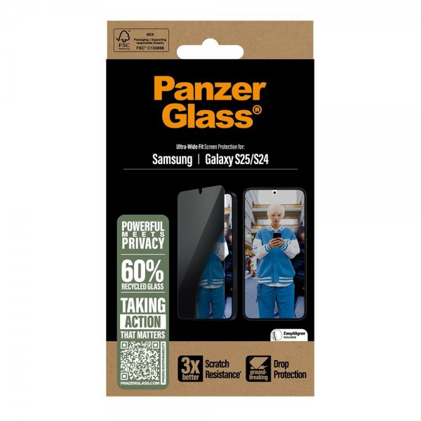 PanzerGlass Samsung Galaxy S24/Galaxy S25 Näytönsuoja Ultra-Wide Fit Privacy EasyAligner