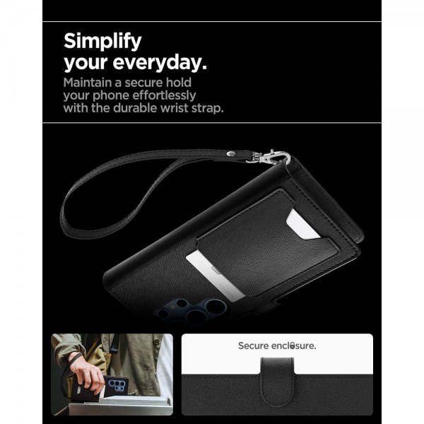 Spigen Samsung Galaxy S25 Ultra Kotelo Wallet S Musta