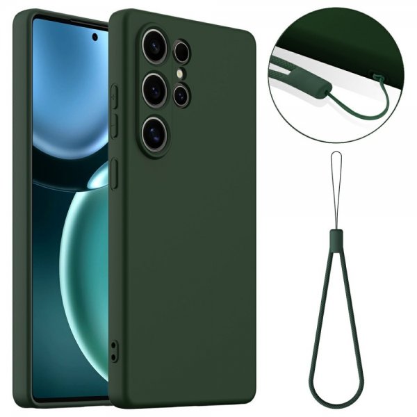 Samsung Galaxy S25 Ultra Kotelo Strap Silikoni MagSafe Tummanvihreä