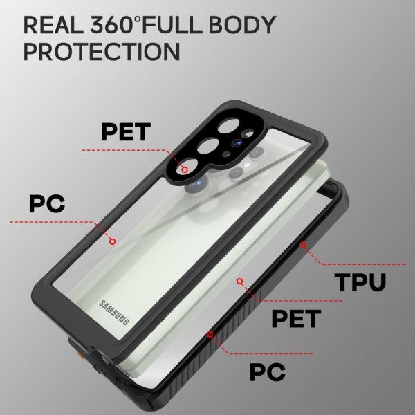 Redpepper Samsung Galaxy S25 Ultra Kuori Vedenkestävä IP68 Musta