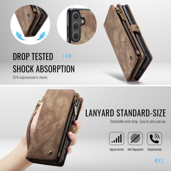 CaseMe Samsung Galaxy S26 Plus -kotelo, 008 Series, irrotettava kuori, ruskea