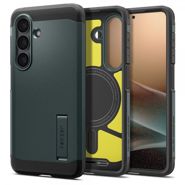 Spigen Samsung Galaxy S26 -suojakuori Tough Armor MagFit Abyss Green