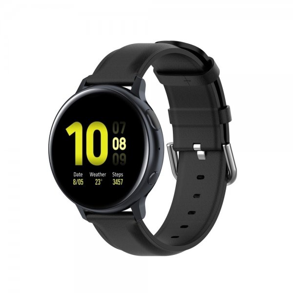 Samsung Galaxy Watch 20mm Ranneke Aitoa Nahkaa Musta