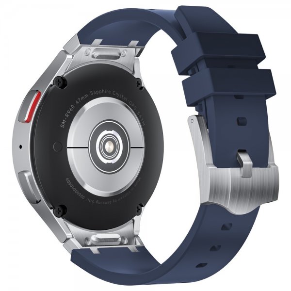 Samsung Galaxy Watch 20 mm ranneke silikonia, hopeasolki, sininen