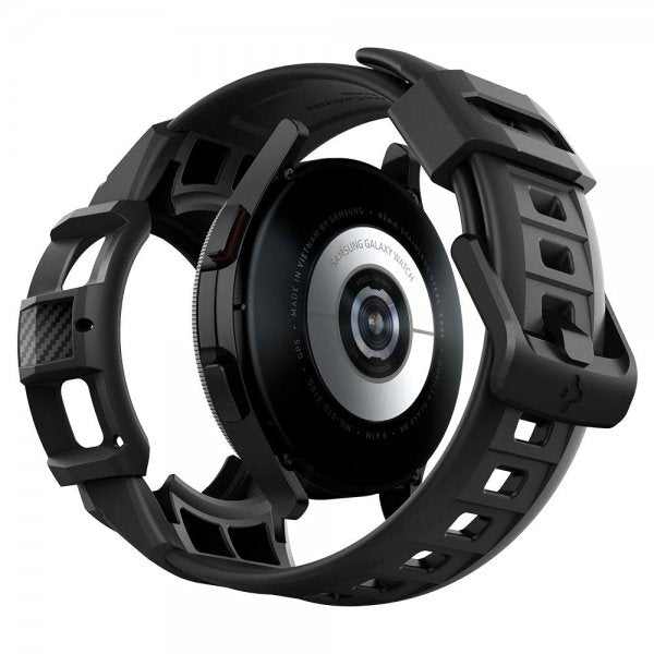 Spigen Samsung Galaxy Watch 4 Classic 42mm Kuori rannekkeella Rugged Armor Pro Musta