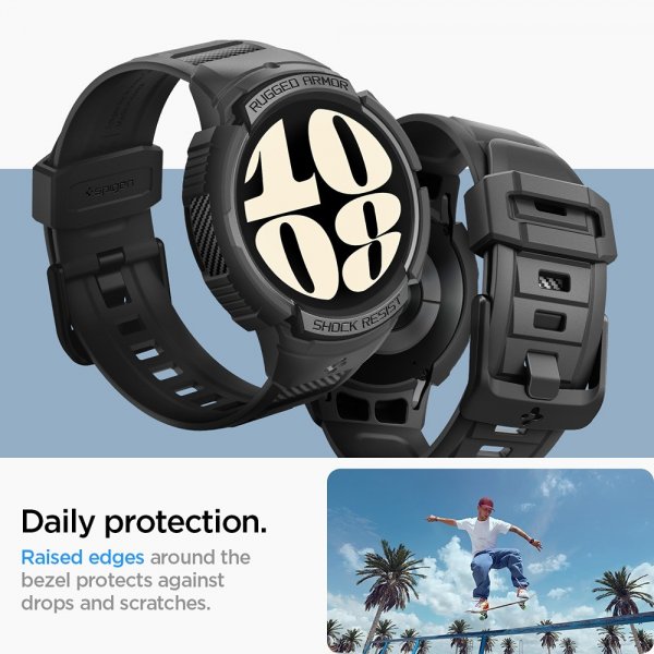 Spigen Samsung Galaxy Watch 6 44mm Kuori ja ranneke Rugged Armor Pro Musta