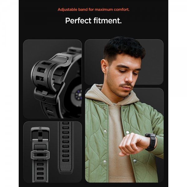 Spigen Samsung Galaxy Watch 8 40mm Ranneke ja Suojakuori Rugged Armor Pro Matte Black