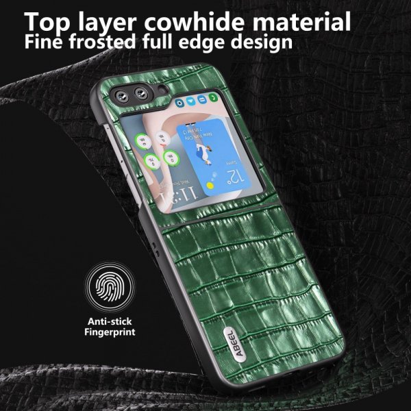 ABEEL Samsung Galaxy Z Flip 5 Kuori Krokotiilikuosi Vihreä
