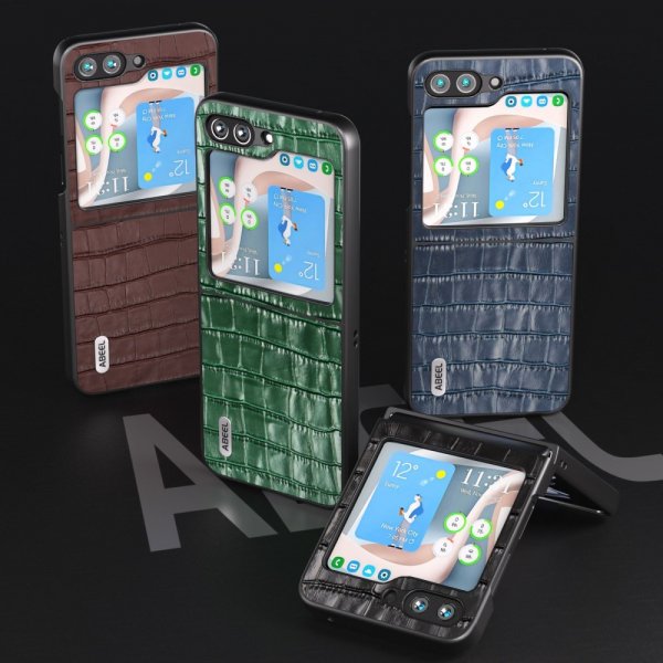 ABEEL Samsung Galaxy Z Flip 5 Kuori Krokotiilikuosi Vihreä