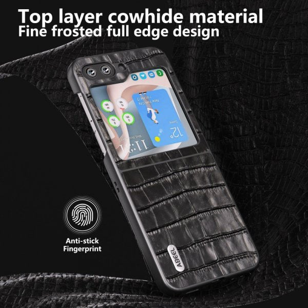 ABEEL Samsung Galaxy Z Flip 5 Kuori Krokotiilikuosi Musta