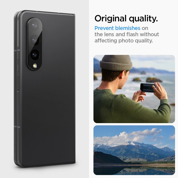 Spigen Samsung Galaxy Z Fold 4 Kameran suojalasi Glas.tR Optik 2-pakkaus, musta