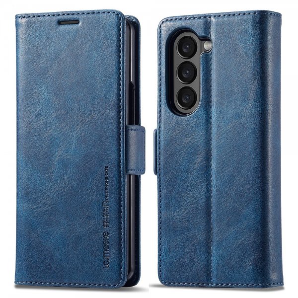 Lc.Imeeke Samsung Galaxy Z Fold 5 Kotelo Korttipaikalla Flip Sininen