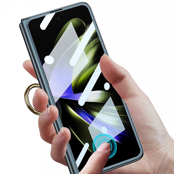 GKK Samsung Galaxy Z Fold 5 -kuori sormirenkaalla, hopea