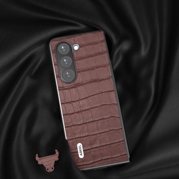 ABEEL Samsung Galaxy Z Fold 5 Kuori Krokotiilikuosi Ruskea