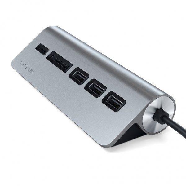 Satechi USB-C Combo -keskitin pöytätietokoneelle – Space Gray