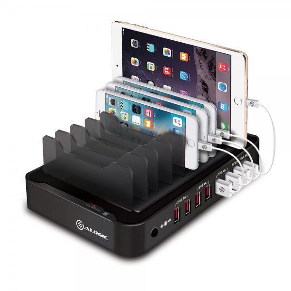 ALOGIC 8-porttinen USB-lataustelakka Musta