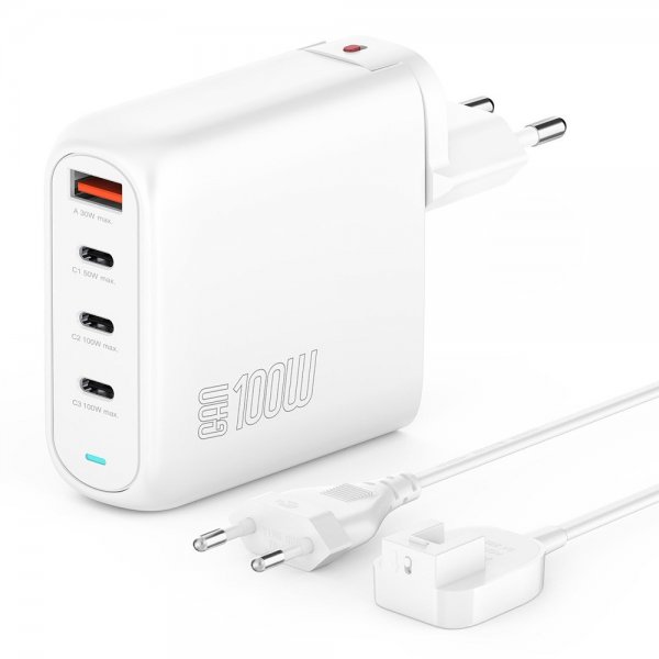 4smarts Työpöydän laturi GaN Flex Pro 100W 3 USB-C+1 USB-A