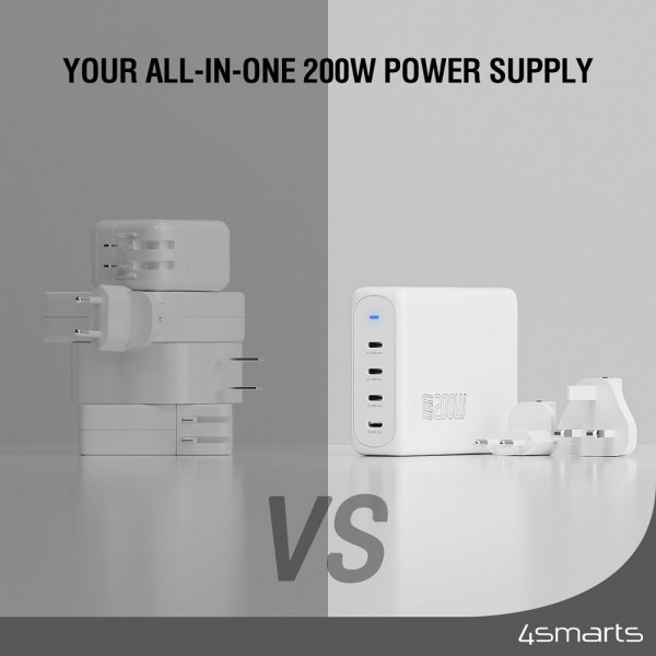 4smarts Työpöydän laturi GaN Flex Pro 200W 4 USB-C