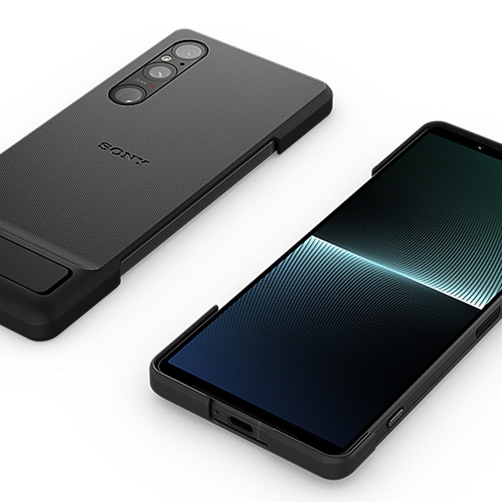 Sony Alkuperäinen Sony Xperia 1 V Kuori Style Cover with Stand Musta