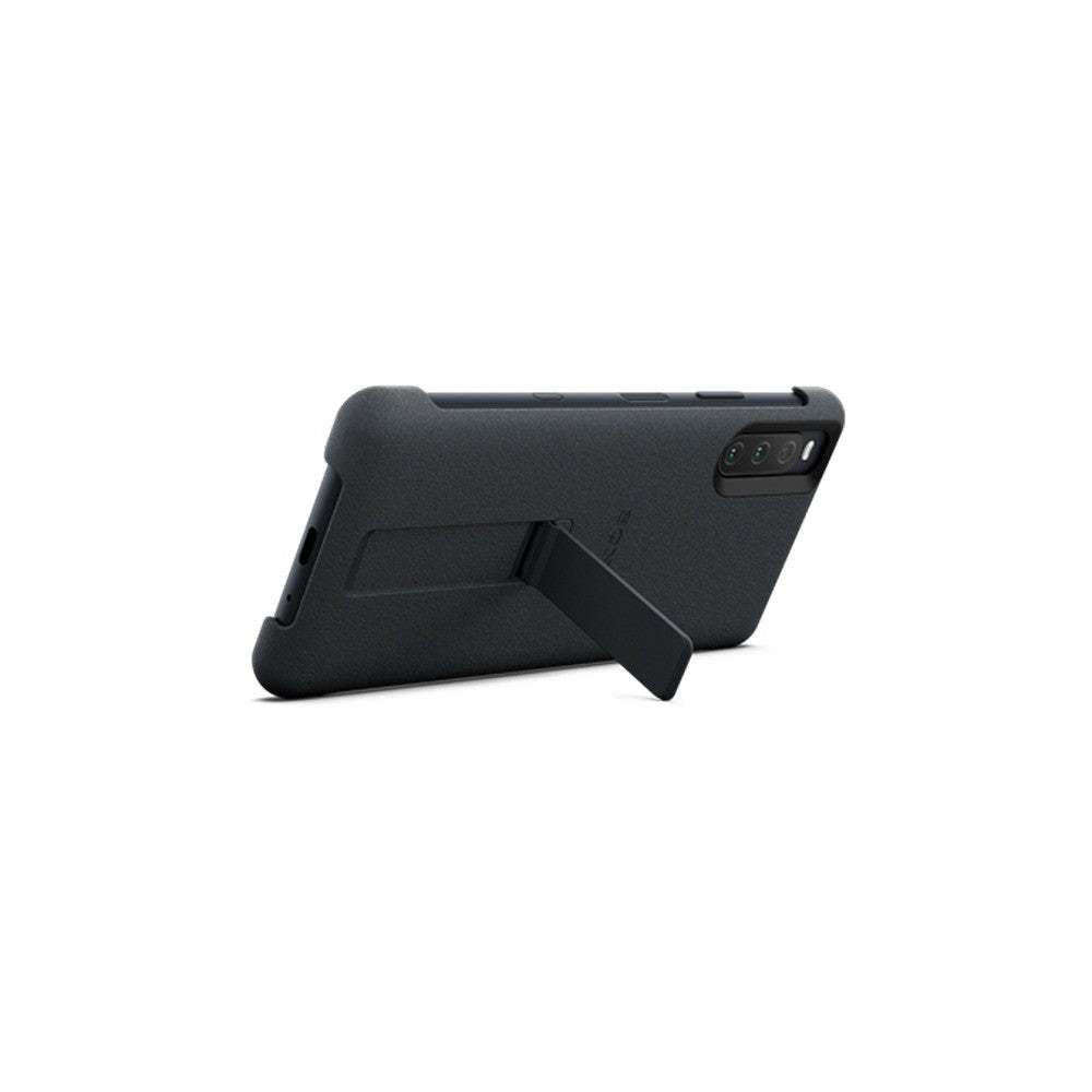 Sony Alkuperäinen Sony Xperia 10 III Kuori Style Cover with Stand Musta