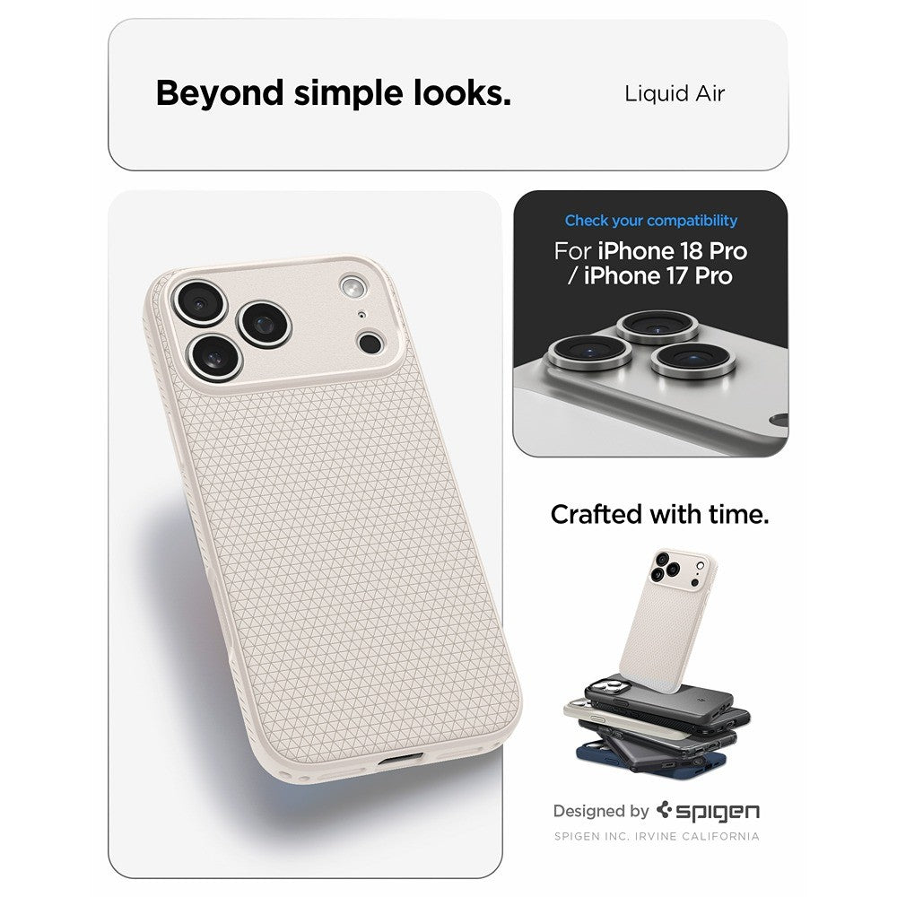 Spigen iPhone 17 Pro/iPhone 18 Pro Kuori Liquid Air Luonnollinen Titaani
