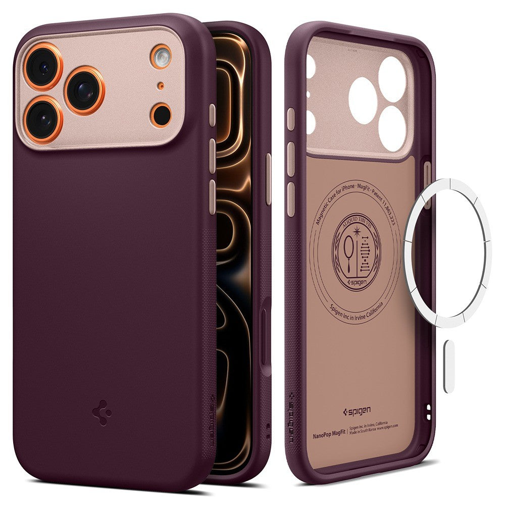 Spigen iPhone 17 Pro/iPhone 18 Pro Kuori Nano Pop MagFit Burgundy Bean