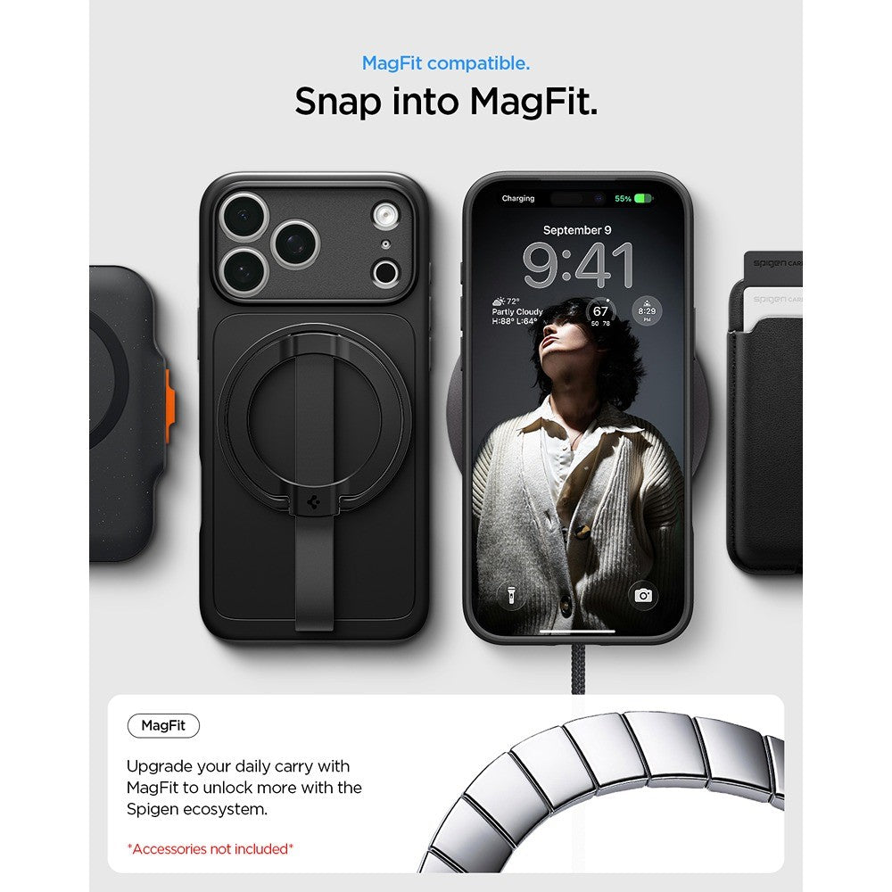 Spigen iPhone 17 Pro/iPhone 18 Pro Kuori Thin Fit MagFit Musta