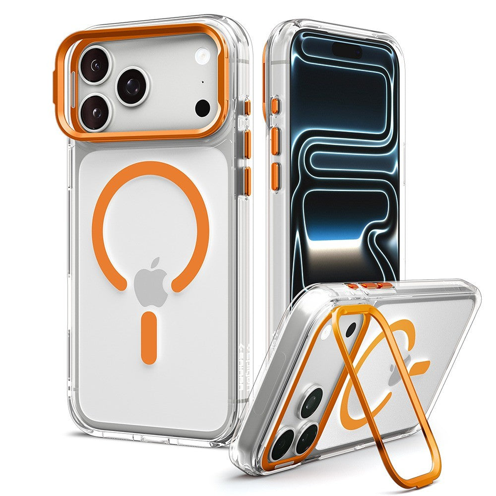 Spigen iPhone 17 Pro/iPhone 18 Pro Kuori Ultra Hybrid Optik S MagFit Clear Oranssi