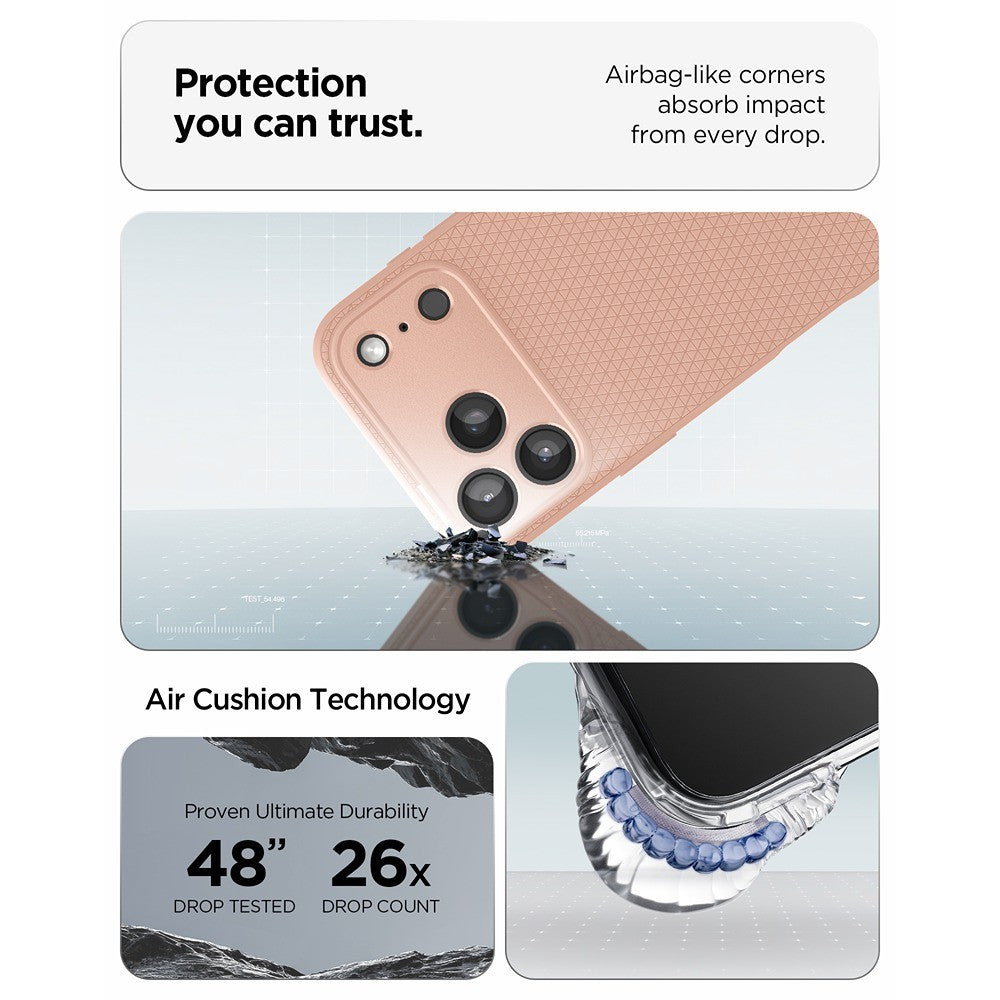 Spigen iPhone 17 Pro Max/iPhone 18 Pro Max Kuori Liquid Air Rose Titaani