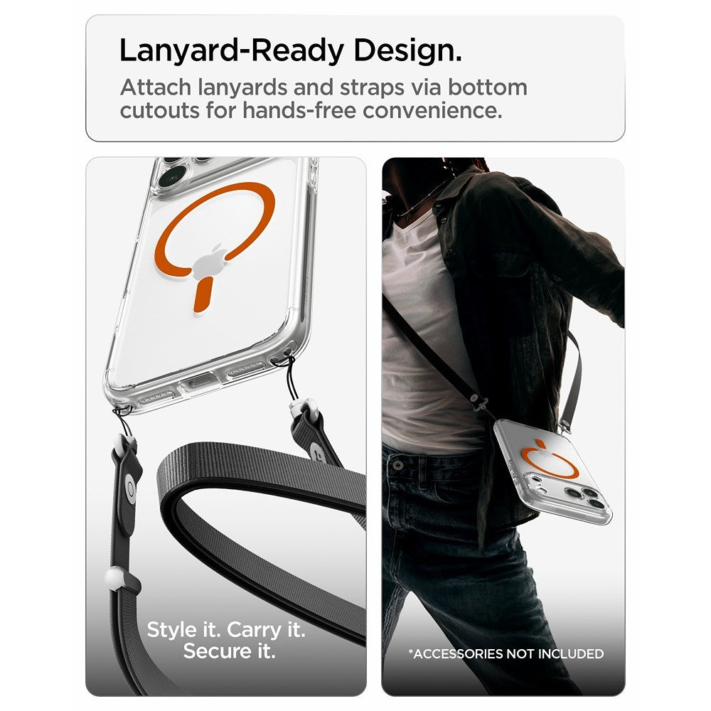 Spigen iPhone 17 Pro Max/iPhone 18 Pro Max Kuori Ultra Hybrid MagFit Clear Oranssi