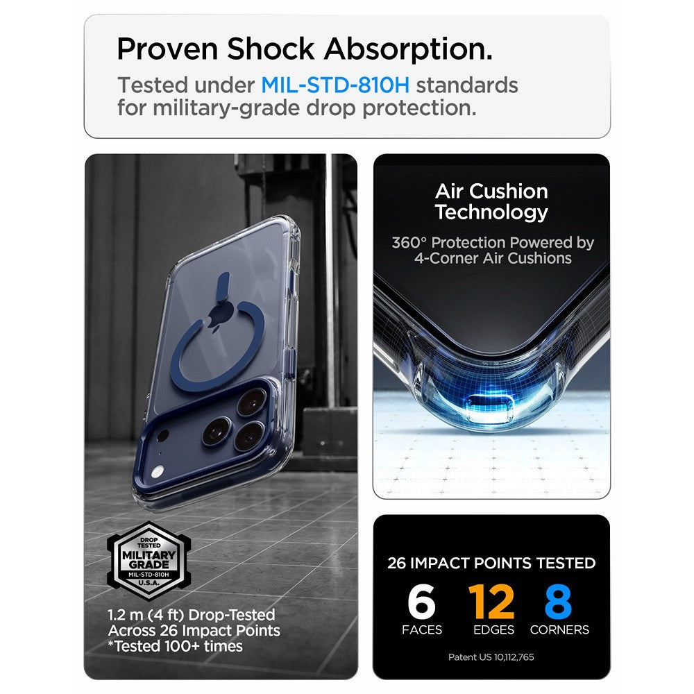 Spigen iPhone 17 Pro Max/iPhone 18 Pro Max Kuori Ultra Hybrid Optik S MagFit Clear Deep Blue