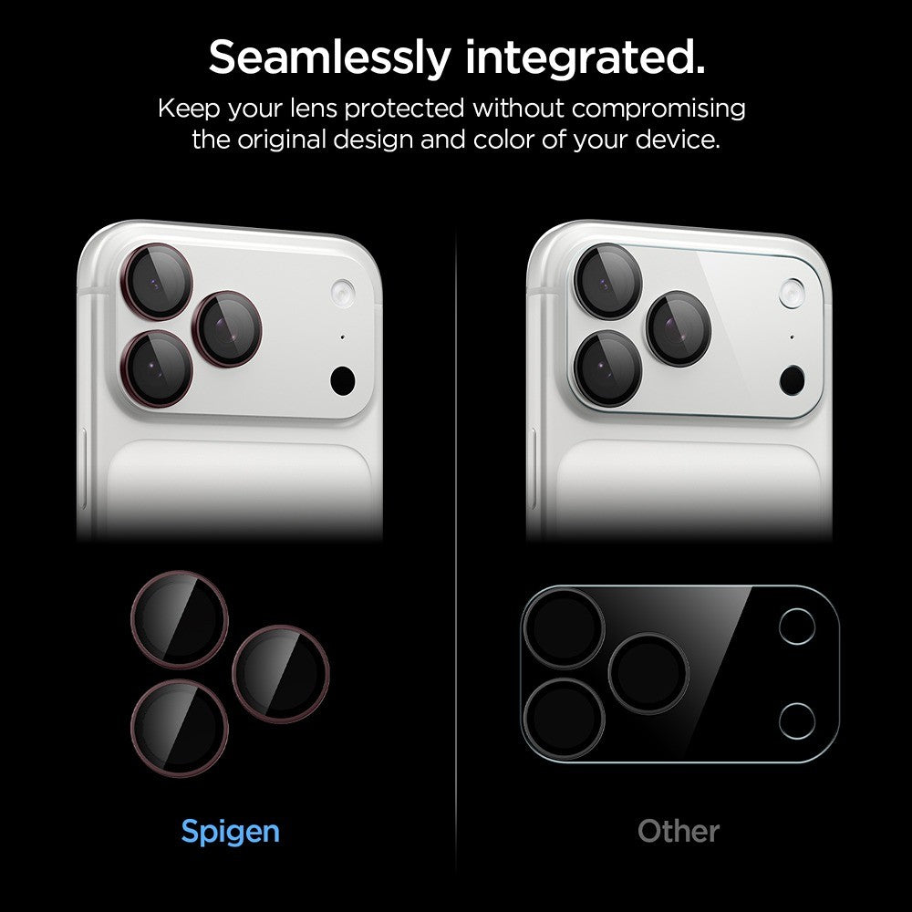Spigen iPhone 18 Pro/18 Pro Max Kameran linssinsuojus Glas.tR EZ Fit Optik Pro 2-pack Tumma kirsikka